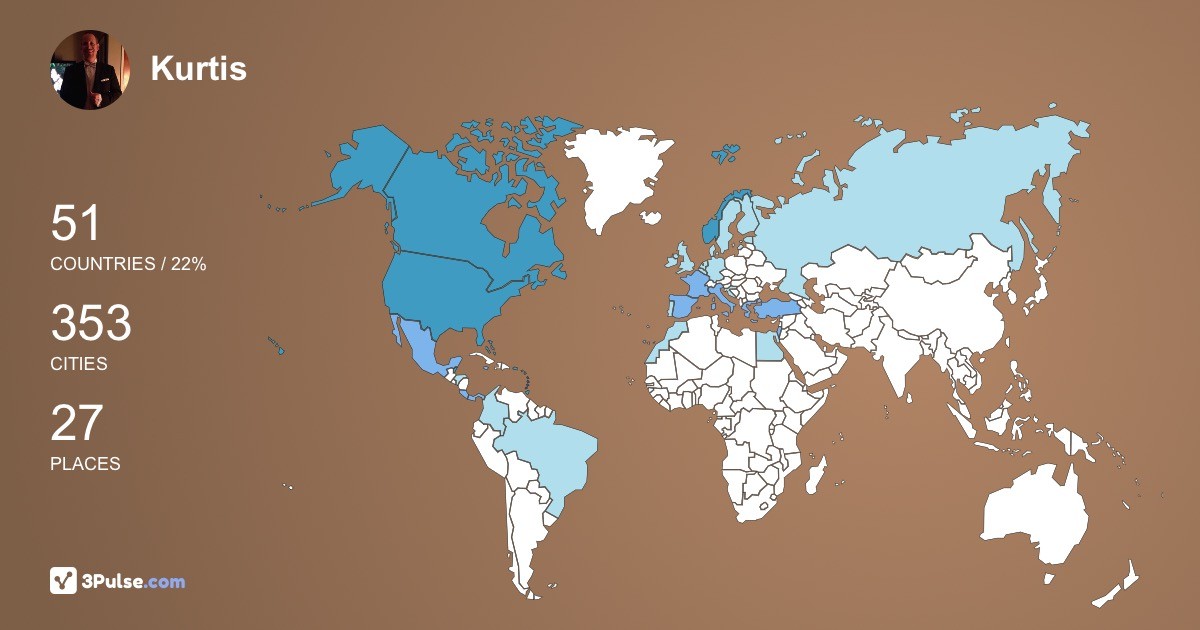 Kurtis Bieber's Travel Map Image