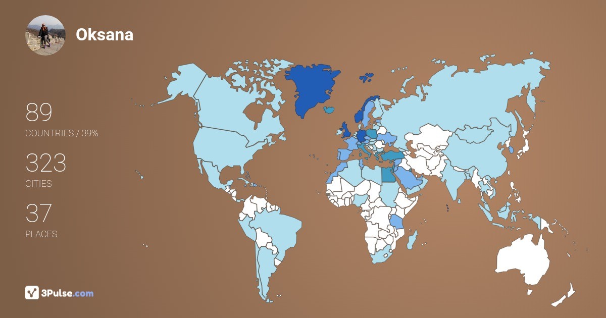 Изображение Карты путешествий Oksana Bokareva