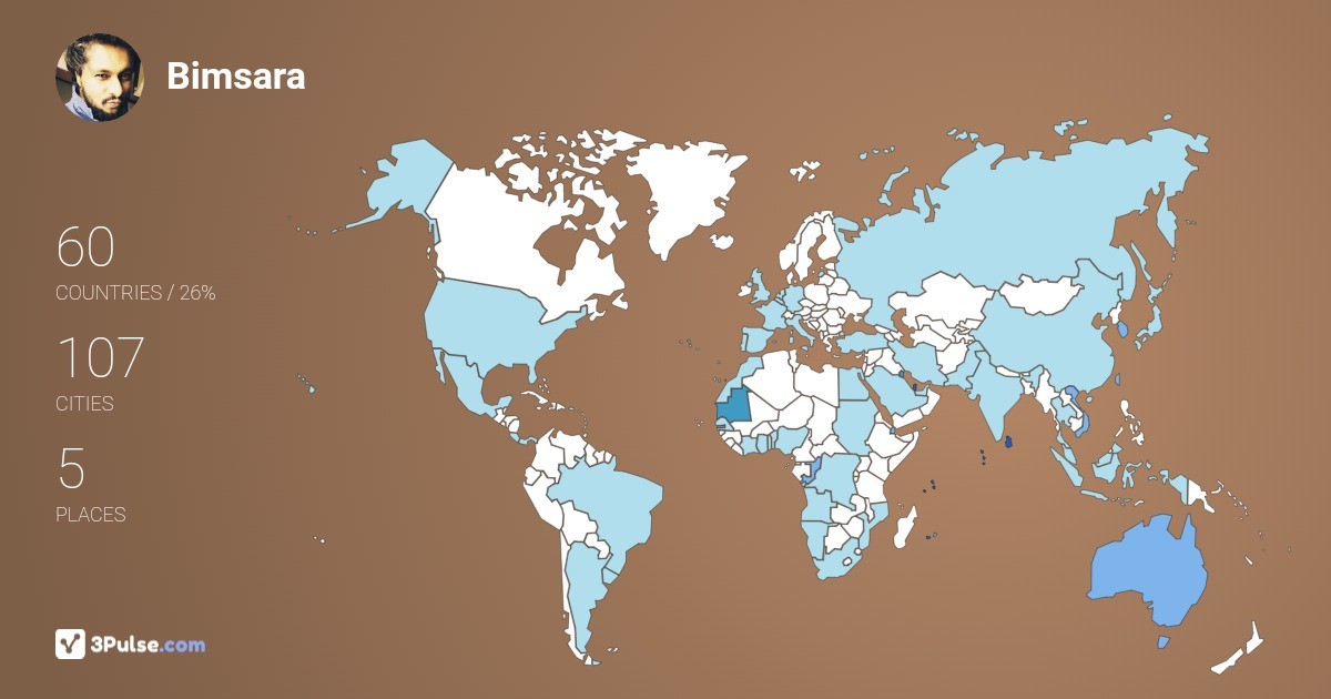 Bimsara Roshan's Travel Map Image
