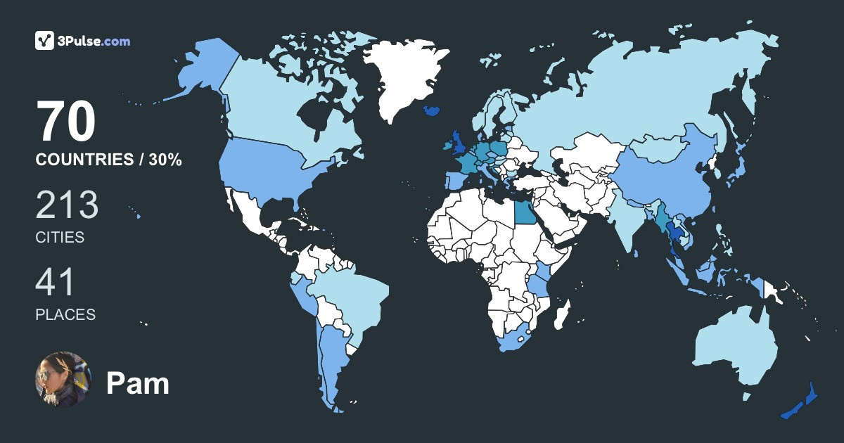 Pam Tanprasert's Travel Map Image