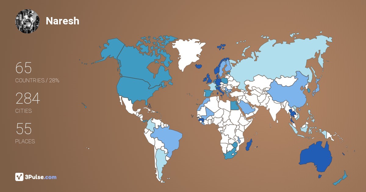 Naresh Pawar's Travel Map Image