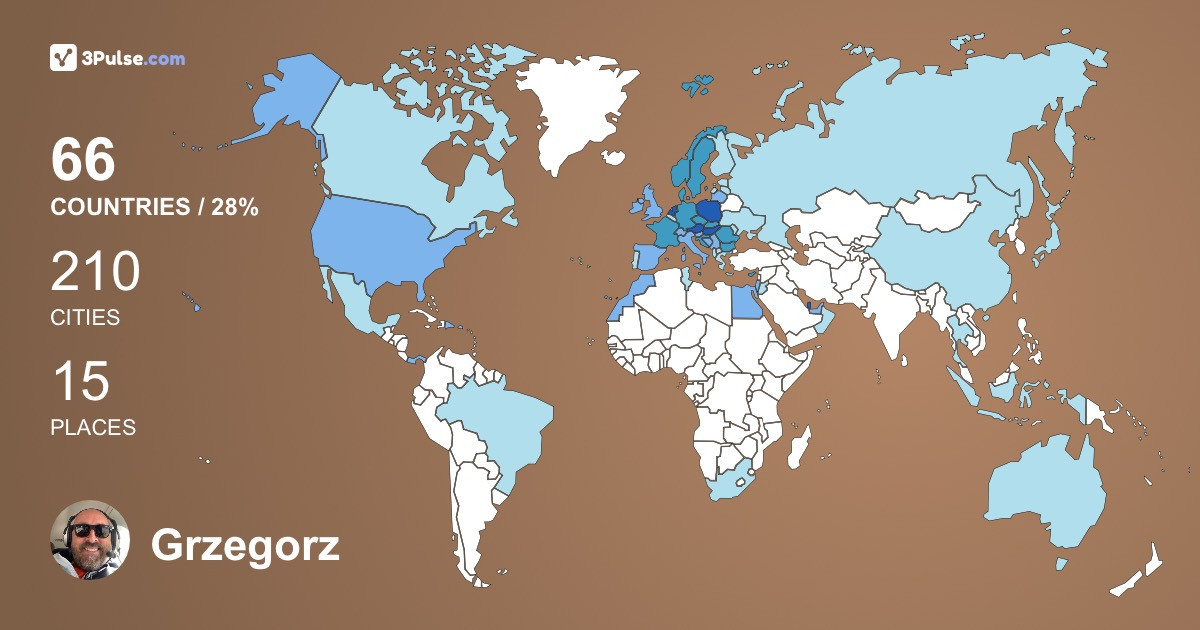 Grzegorz Inglot's Travel Map Image