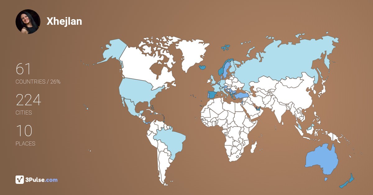Xhejlan Mehmed's Travel Map Image