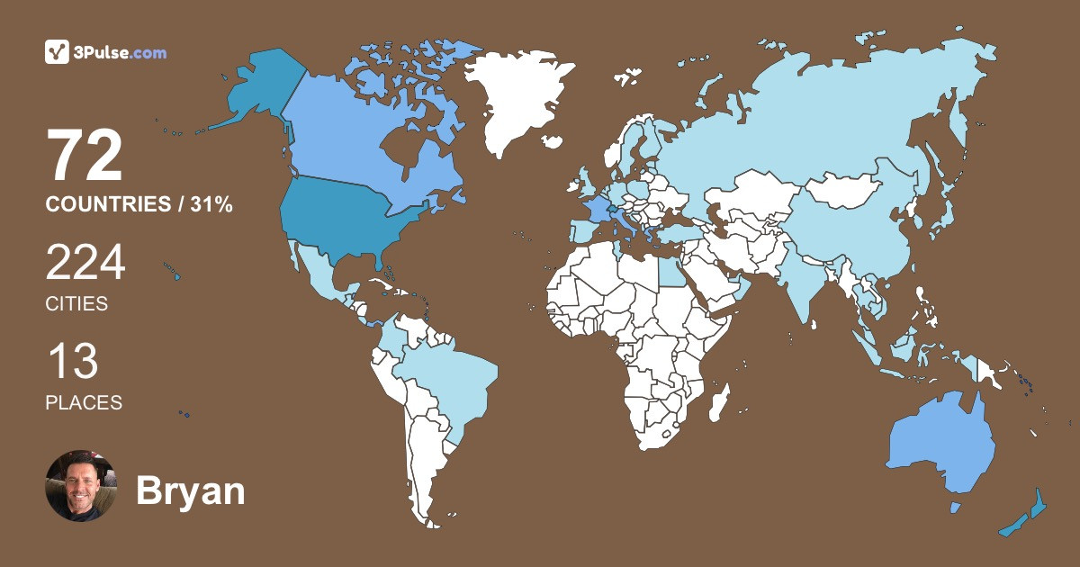Bryan Slade's Travel Map Image