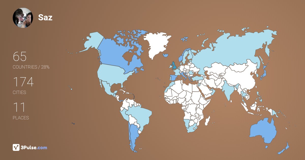 Saz Jenkins's Travel Map Image