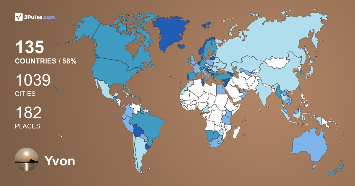 Yvon Brassard's Travel Map Image