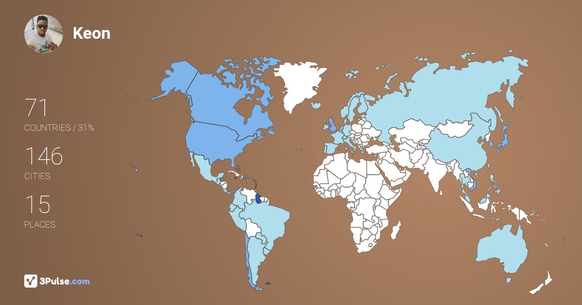 Keon Benjamin's Travel Map Image