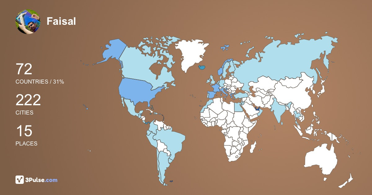 Faisal Ariyadan's Travel Map Image