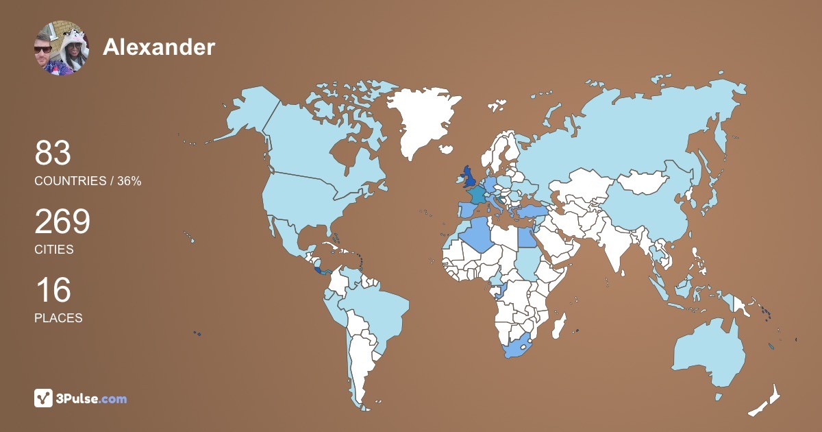 Alexander Whitty's Travel Map Image