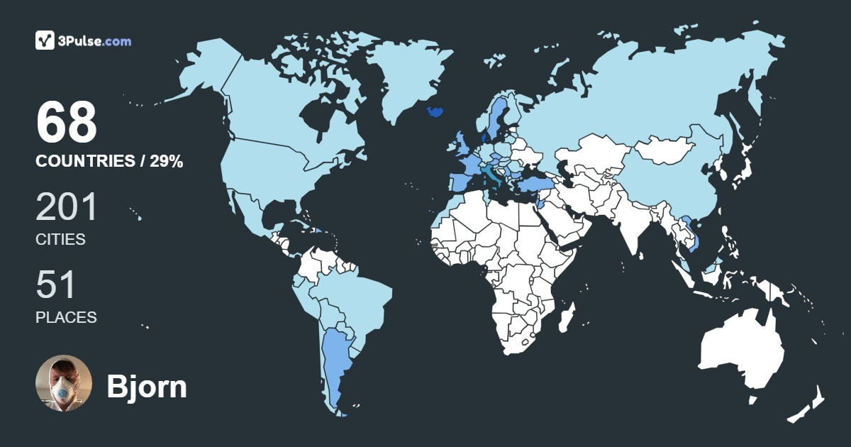 Bjorn Thorfinnsson's Travel Map Image