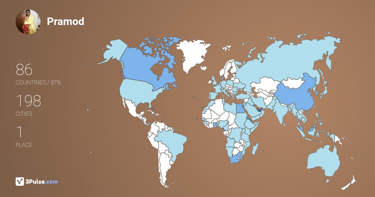 Pramod Gupta's Travel Map Image