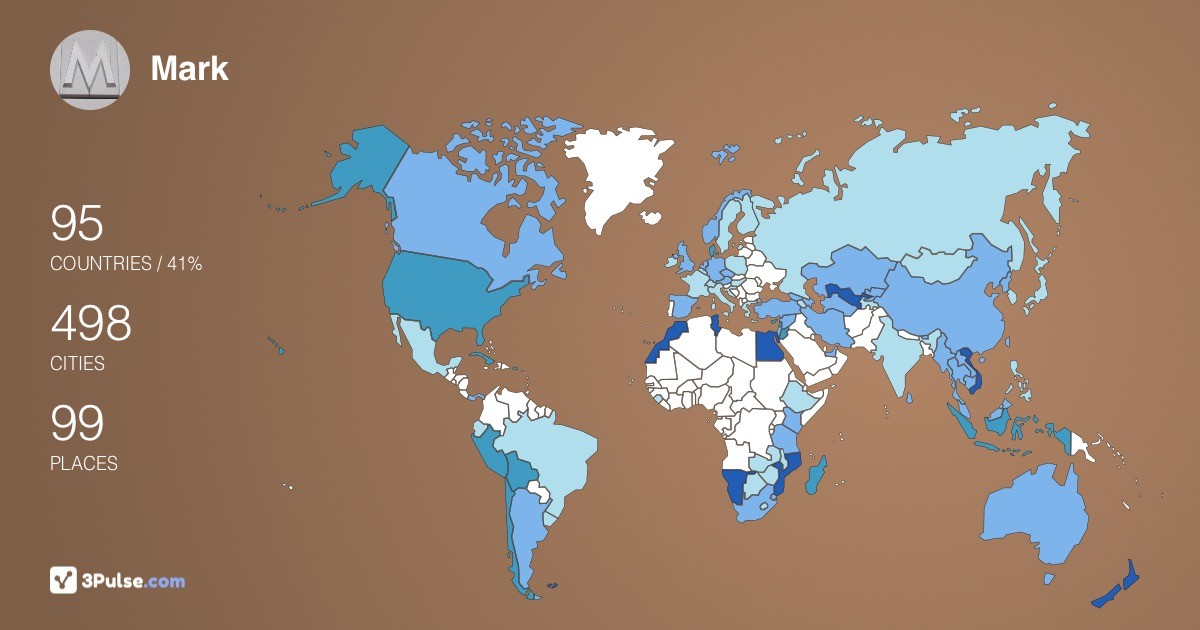 Mark Hughes's Travel Map Image