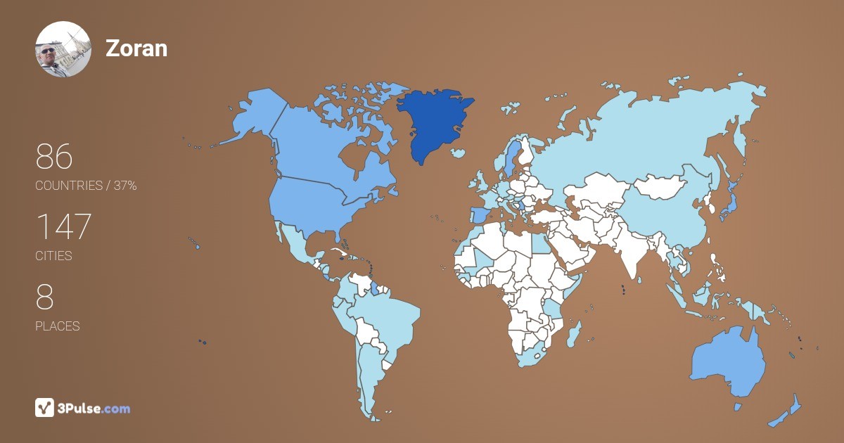 Zoran Karagaca's Travel Map Image