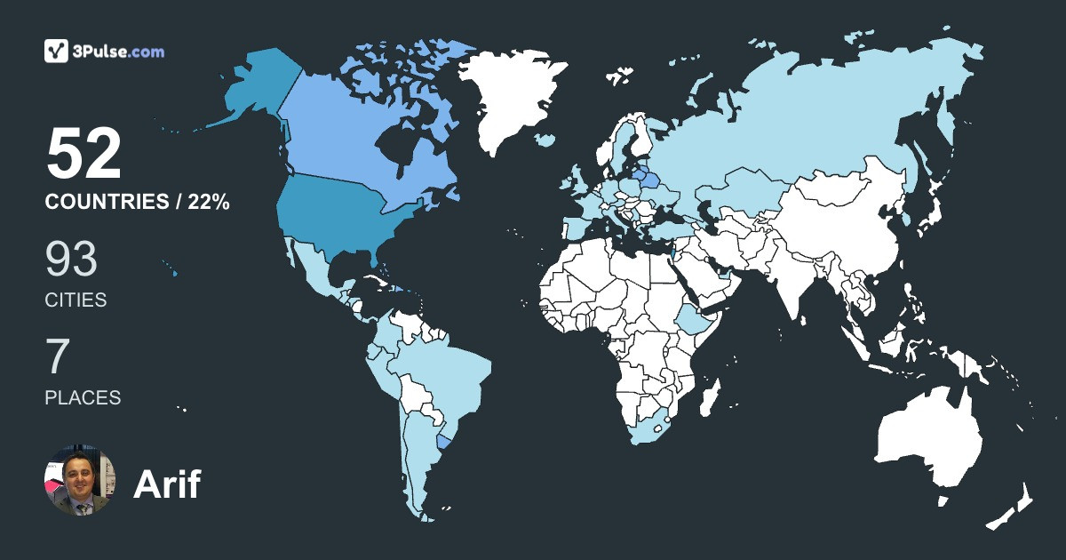 Arif Mamedov's Travel Map Image
