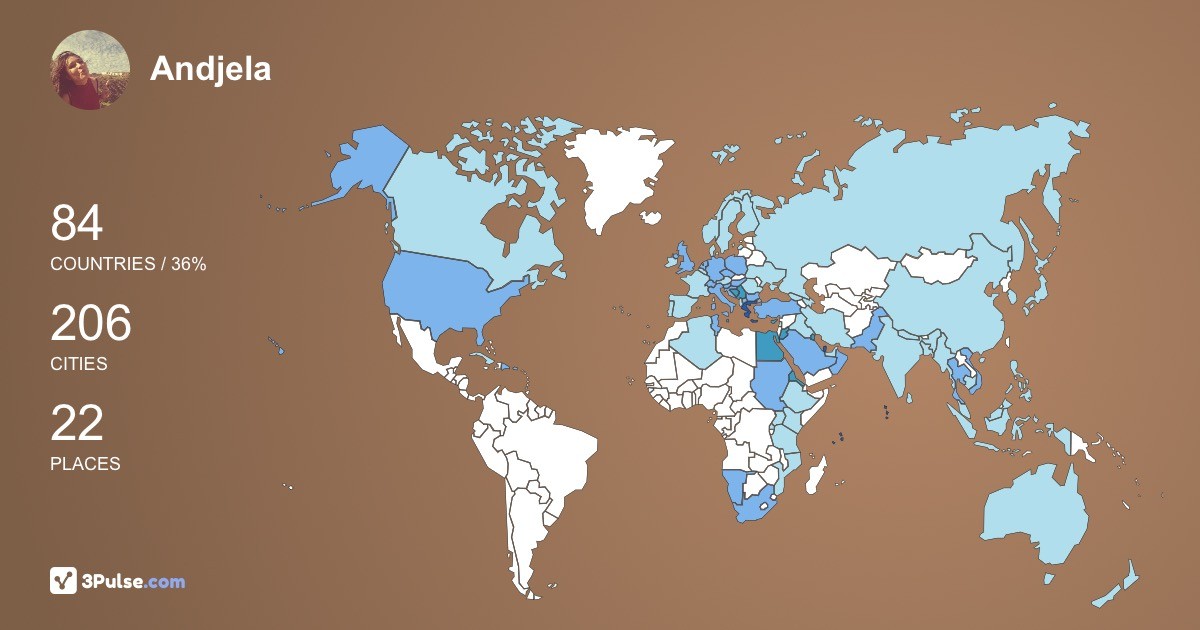 Andjela Milosevic's Travel Map Image