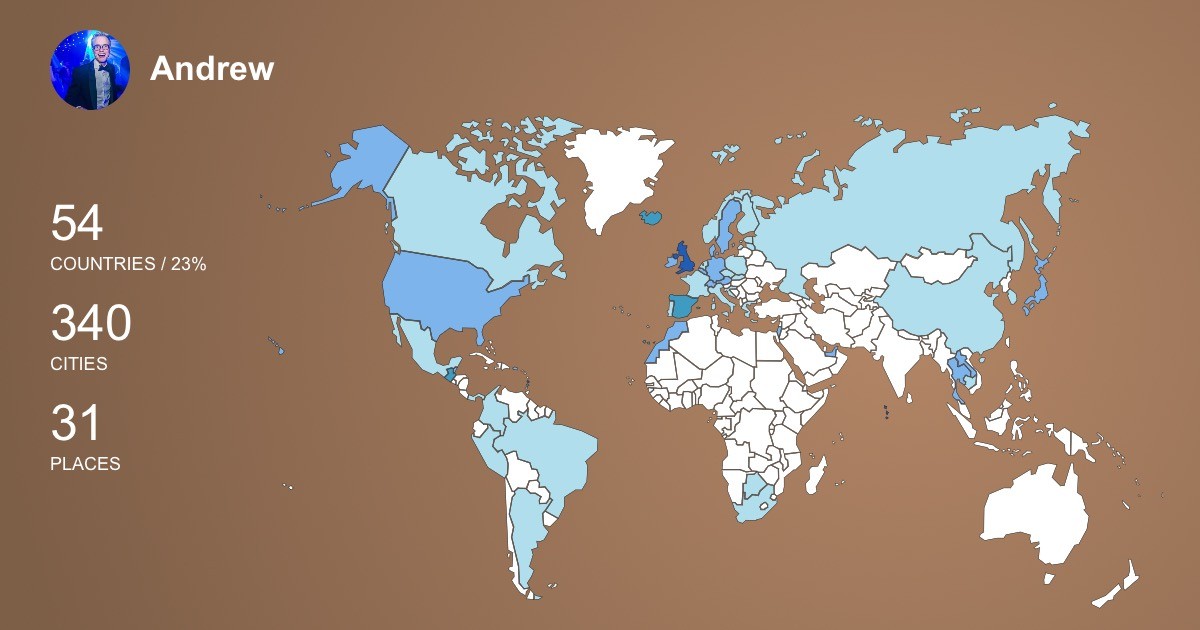 Andrew Williams's Travel Map Image