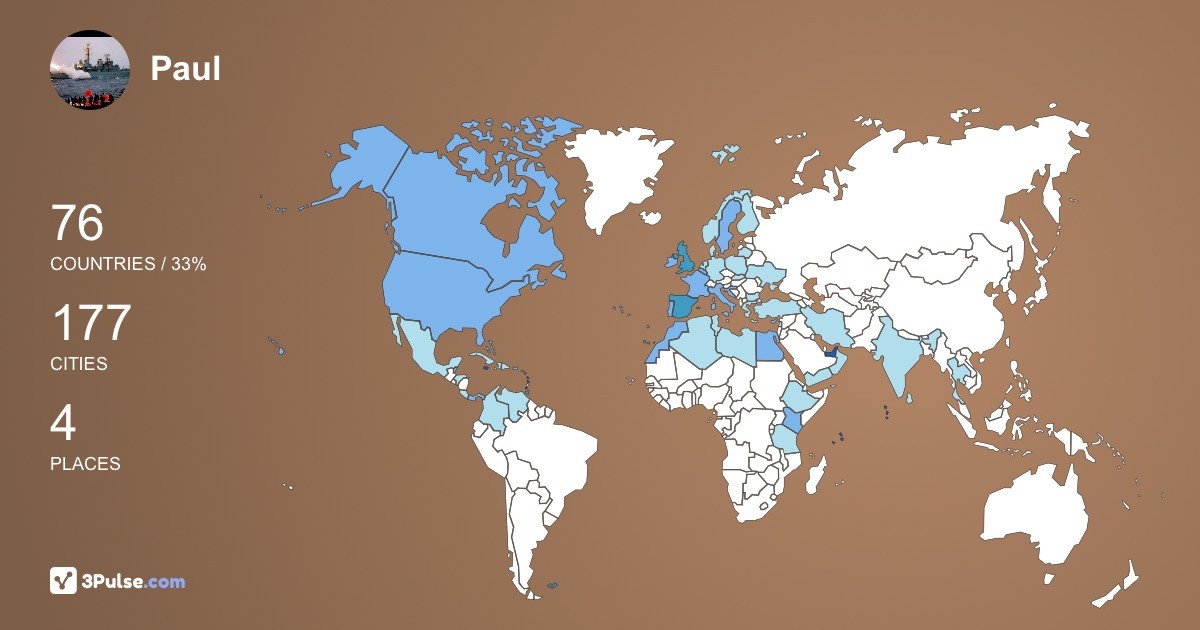 Paul Whitehead's Travel Map Image