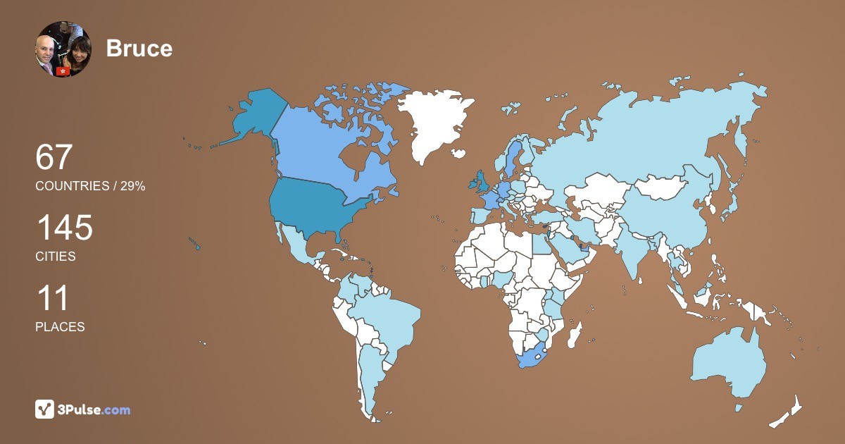 Bruce Bateman's Travel Map Image