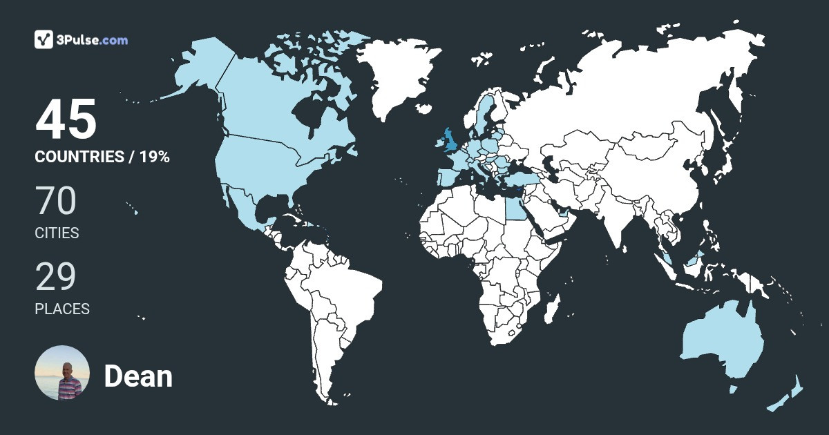 Dean Southam's Travel Map Image