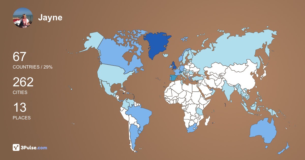 Jayne Needham's Travel Map Image