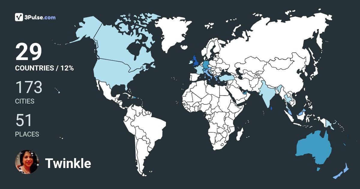 Twinkle Varma's Travel Map Image