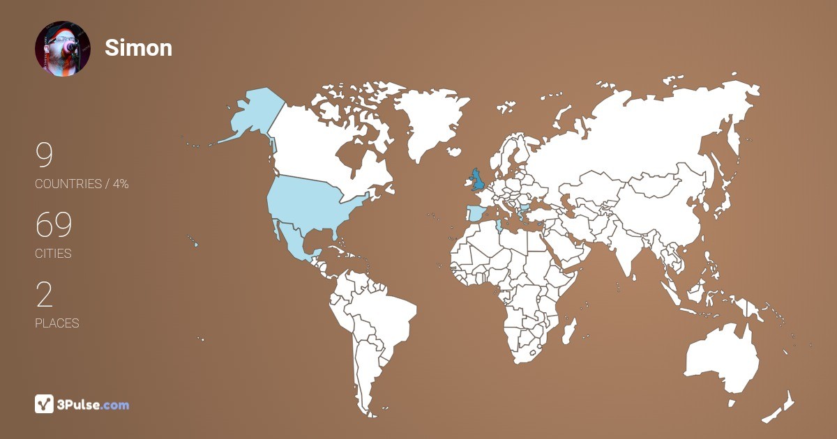 Simon Wood's Travel Map Image