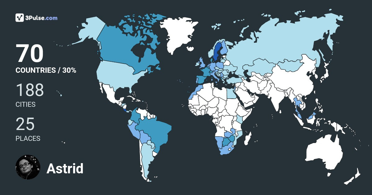 Astrid Nunez's Travel Map Image