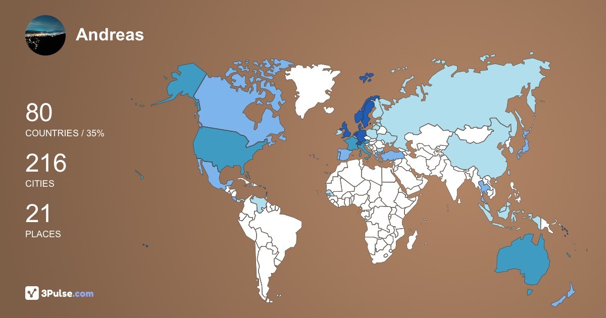 Andreas Walter's Travel Map Image