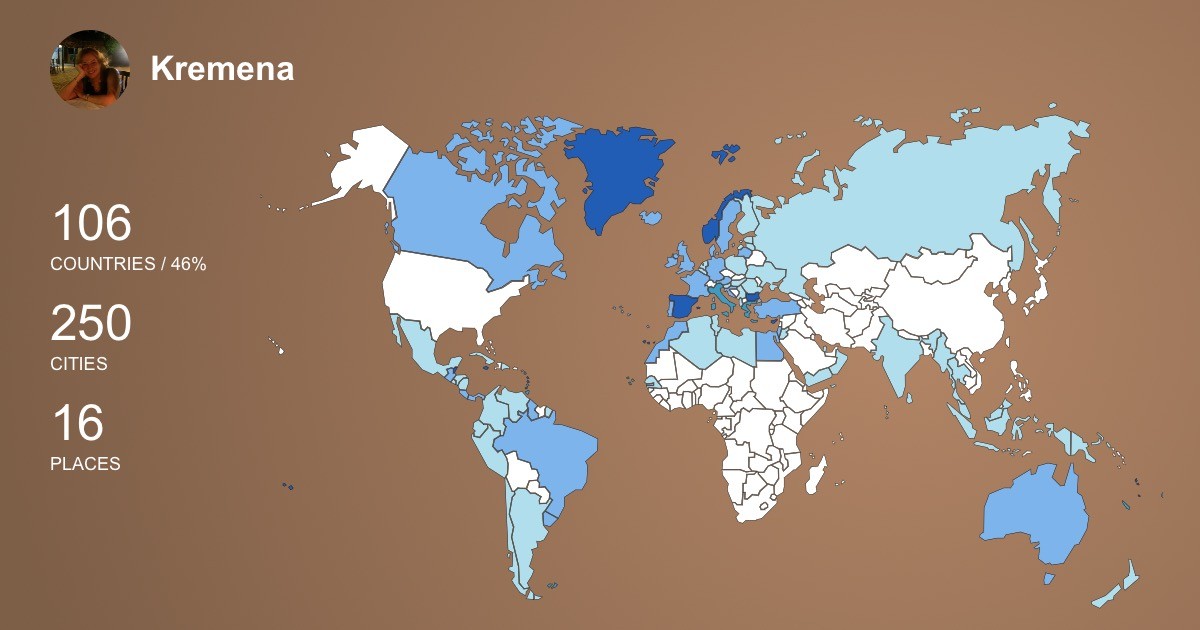 Изображение Карты путешествий Kremena Yordanova
