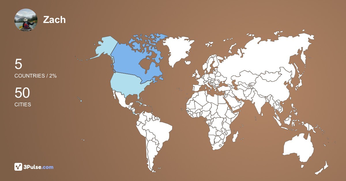 Zach LeClair's Travel Map Image