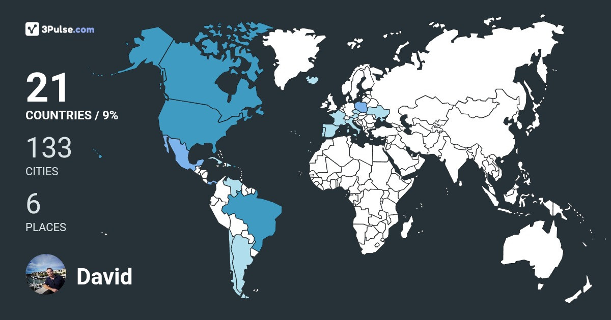 David Bonyun's Travel Map Image