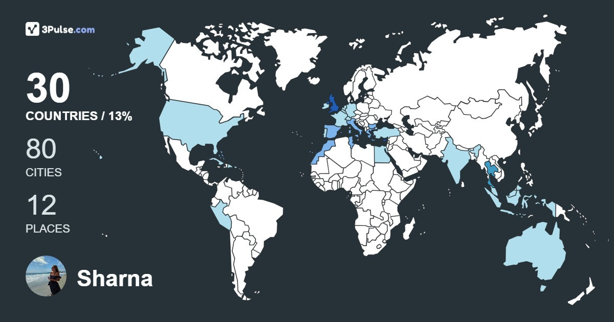 Sharna Clayton's Travel Map Image