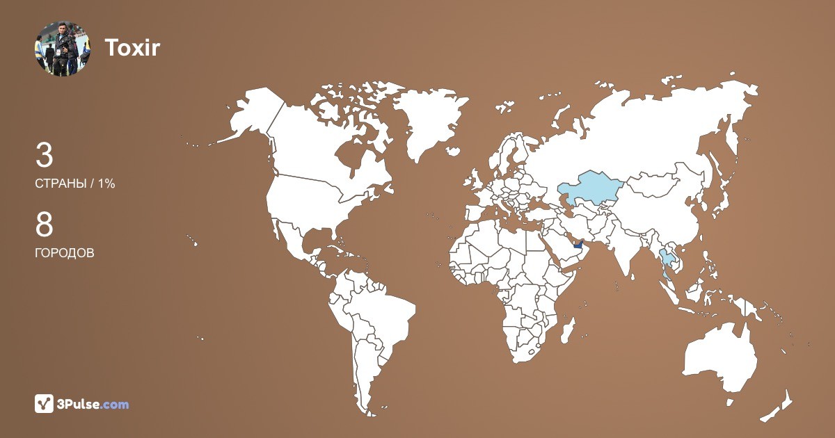 Toxir Sodiqov's Travel Map Image