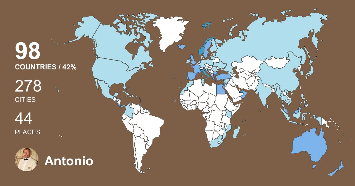 Antonio Chierchia's Travel Map Image