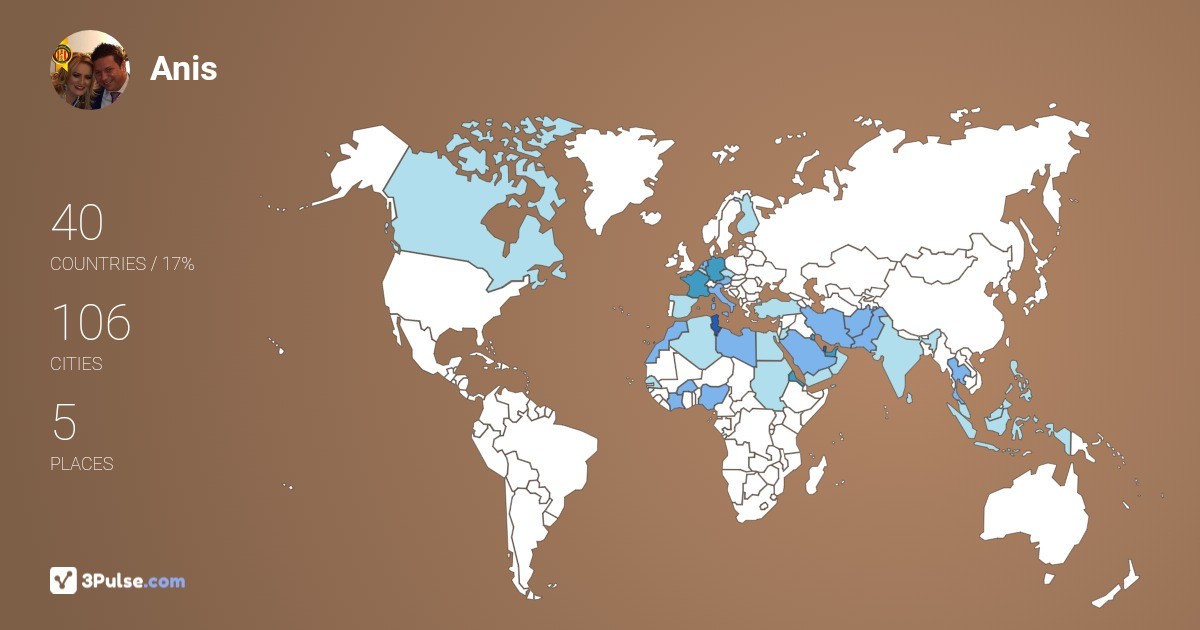 Anis Mrabet's Travel Map Image