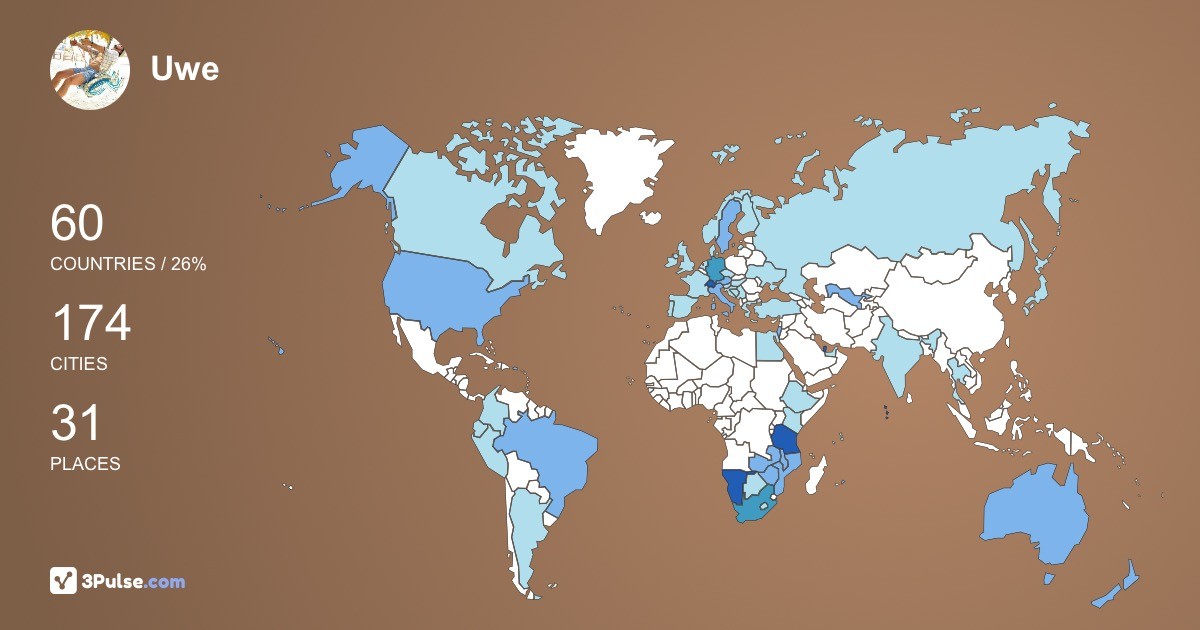 Uwe Gnther's Travel Map Image