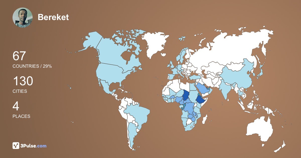Bereket Mengistu's Travel Map Image