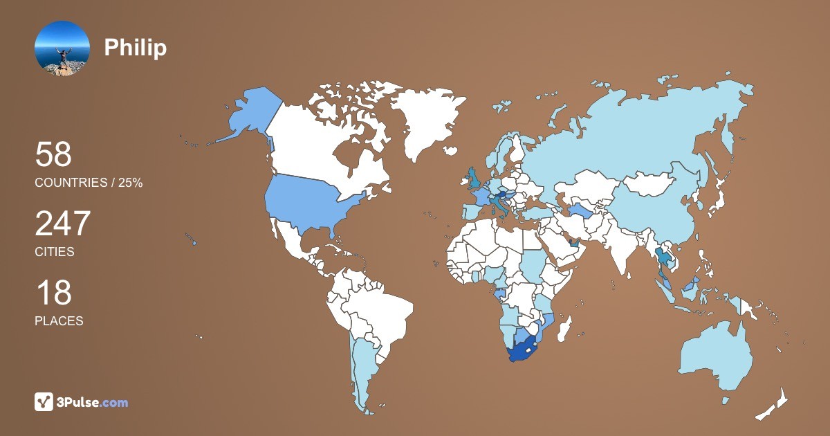 Philip Toit's Travel Map Image