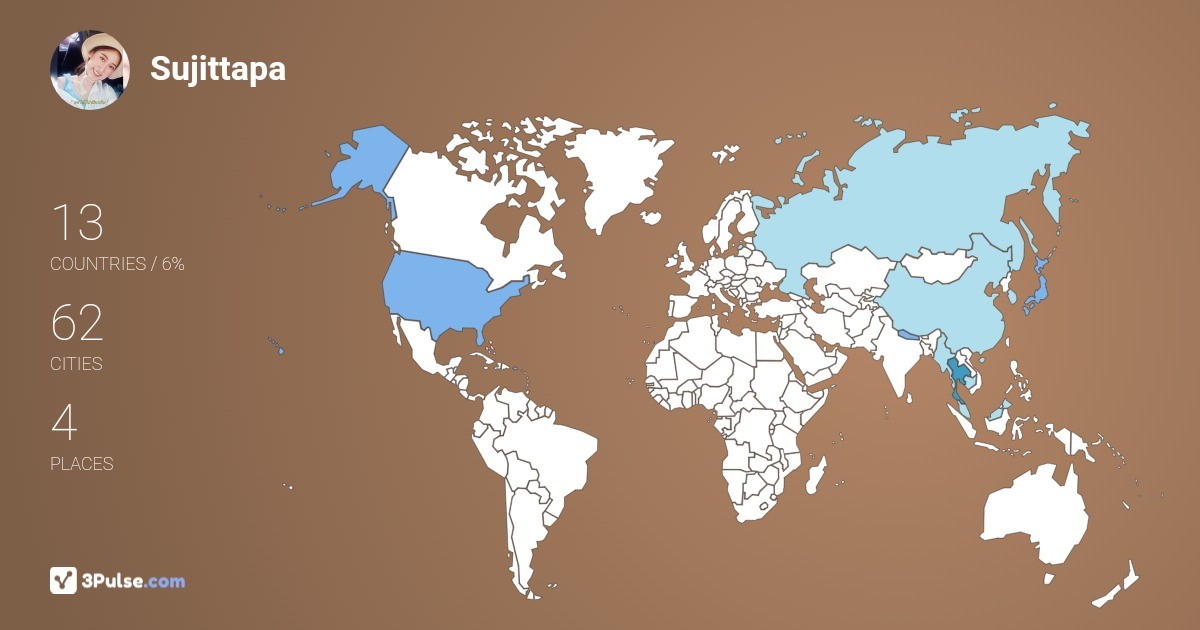 Sujittapa Jaroenwong's Travel Map Image