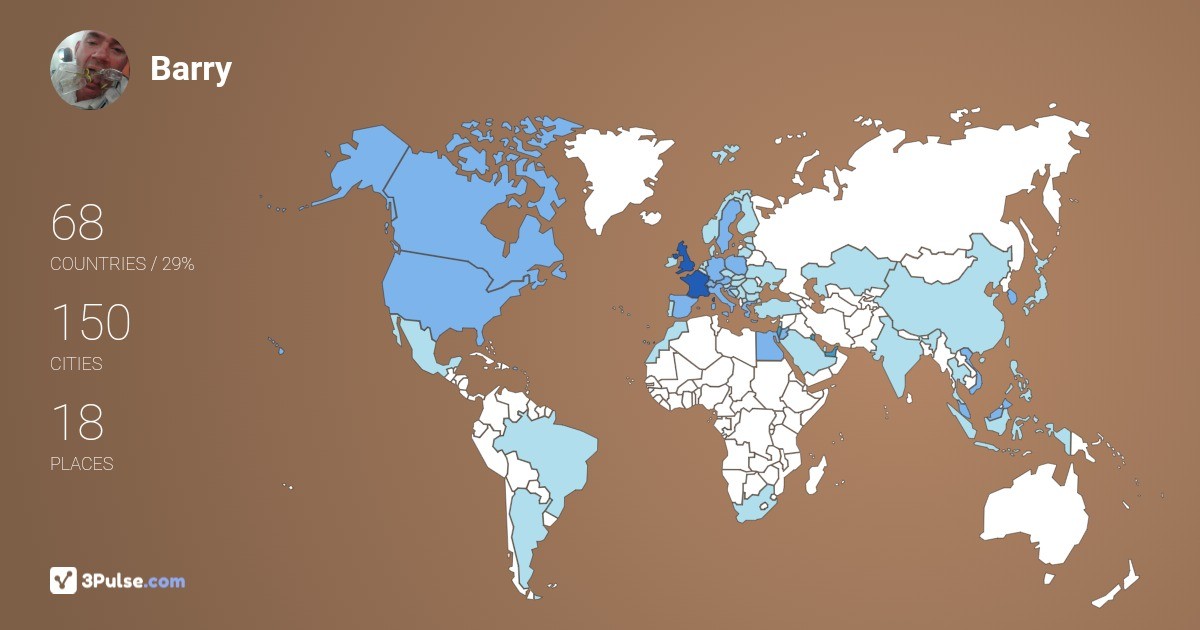 Barry Whitford's Travel Map Image