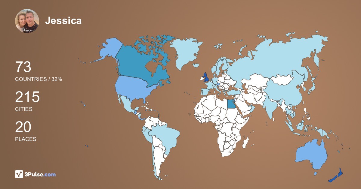 Jessica Zamprogno-Dickinson's Travel Map Image