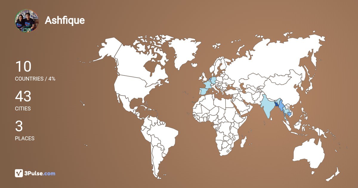 Ashfique Rizwan's Travel Map Image