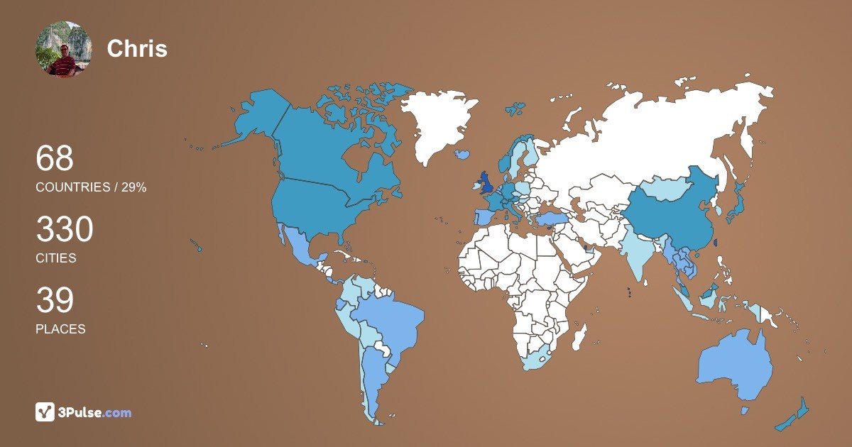 Chris Wood's Travel Map Image
