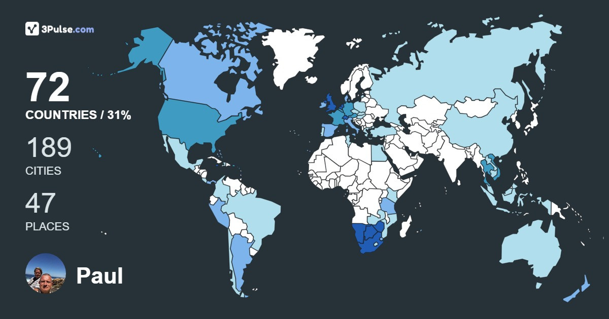 Paul Palm's Travel Map Image