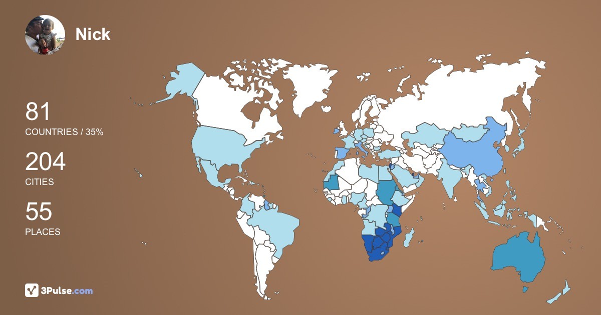 Nick Smart's Travel Map Image