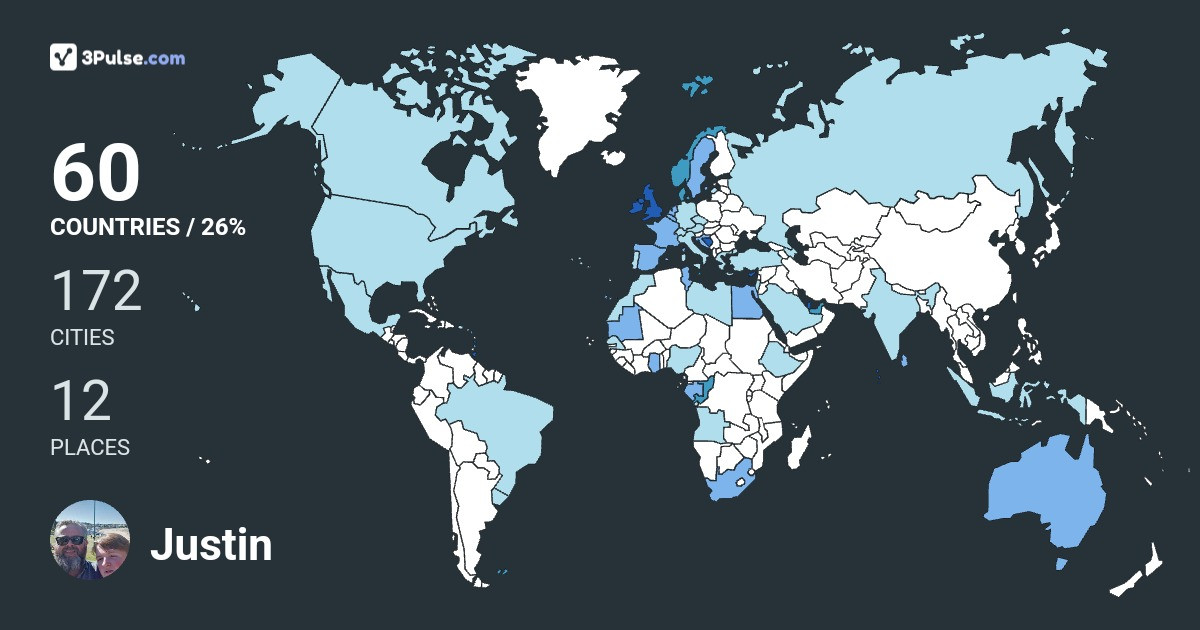 Justin Blake's Travel Map Image