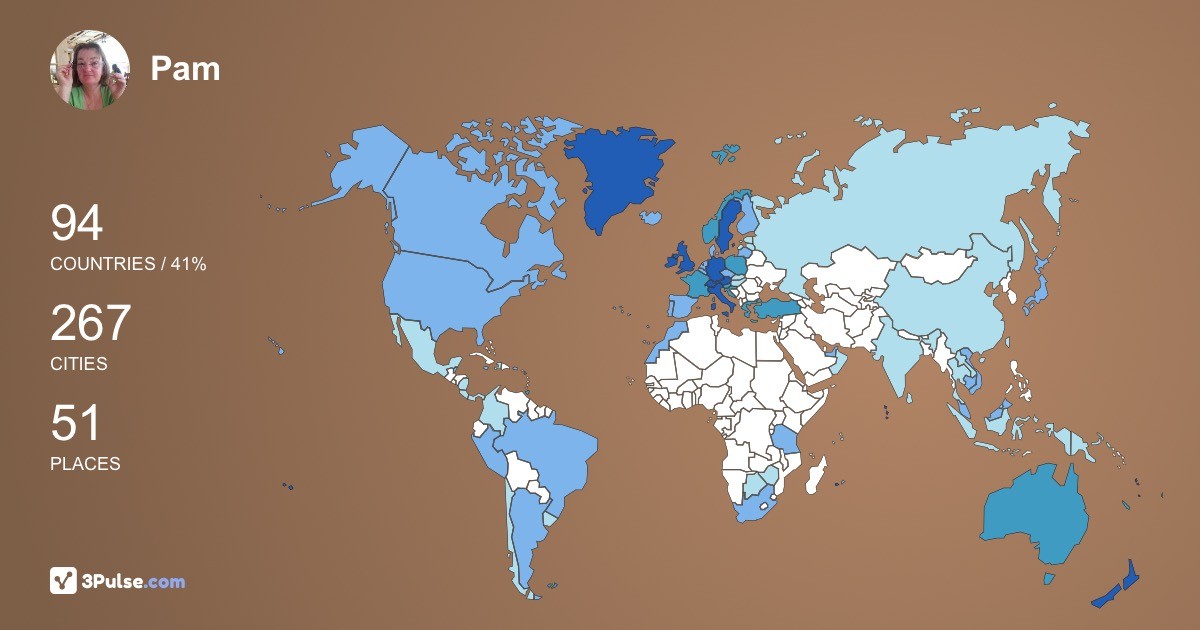 Pam Walker's Travel Map Image