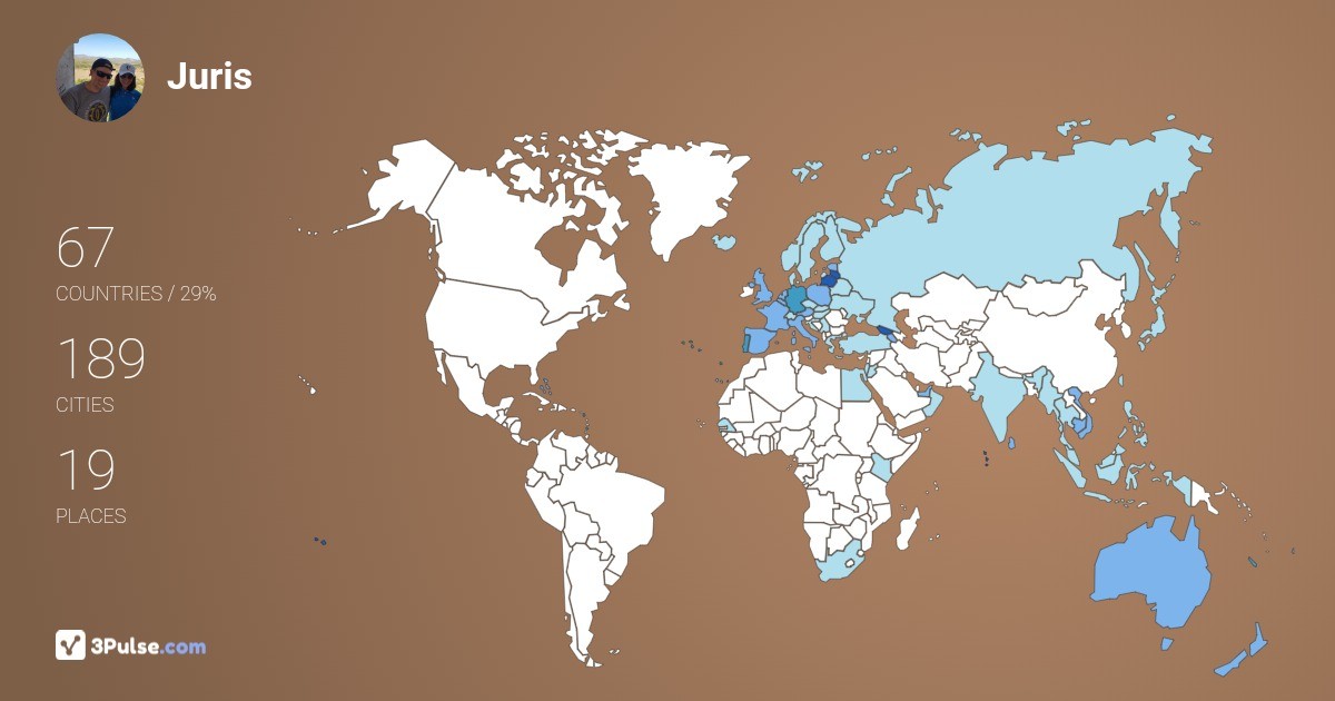 Juris Lebedevs's Travel Map Image