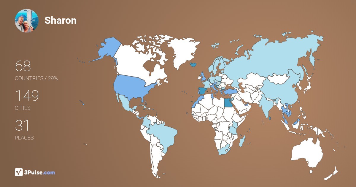 Sharon Mawer's Travel Map Image