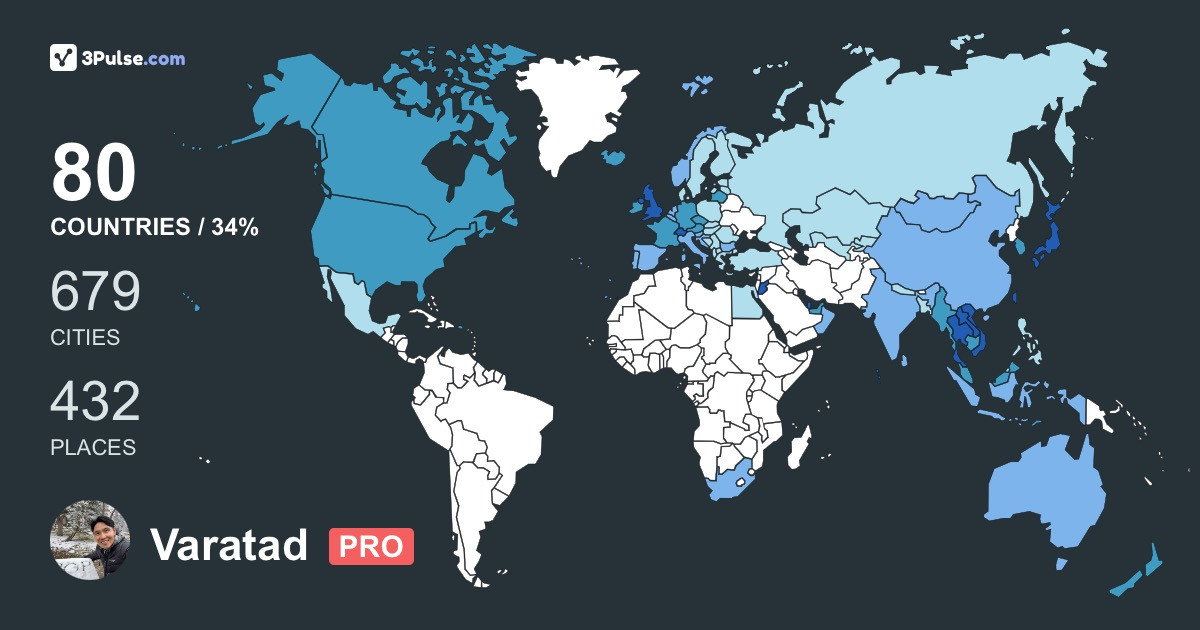 Varatad Tantivorawong's Travel Map Image